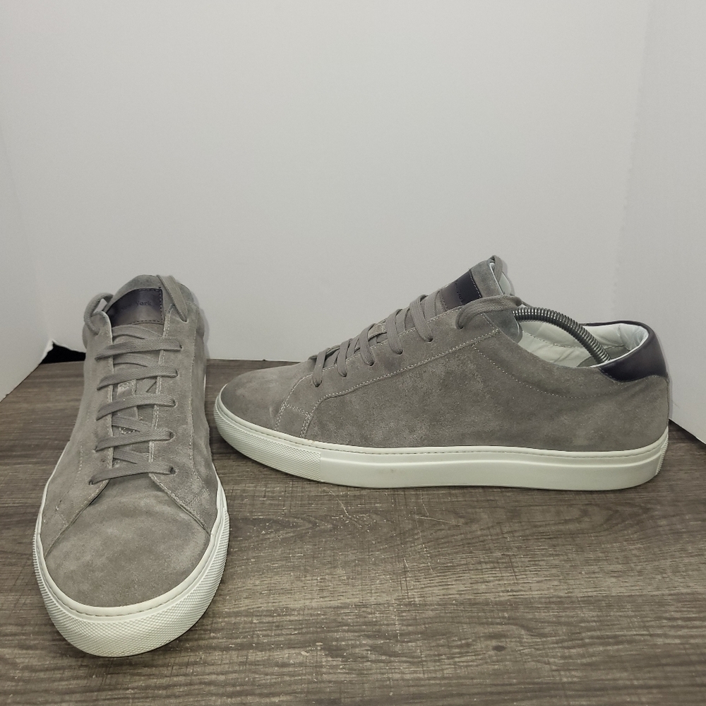 TO BOOT NEW YORK Mens 12 Gray  Pacer Round Toe Lace-Up Suede Adam Derrick